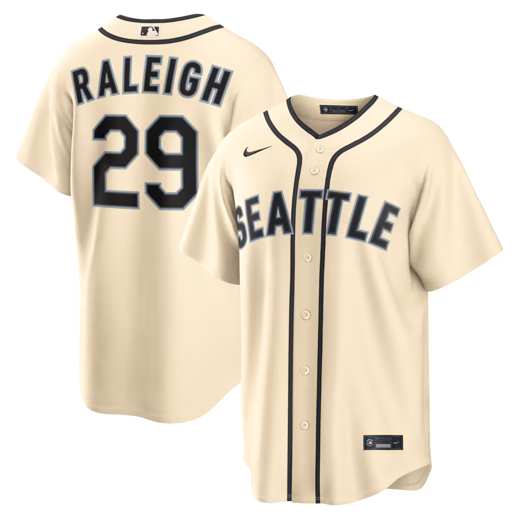Men's Seattle Mariners Cal Raleigh Nike Cream Alternate Replica Jersey