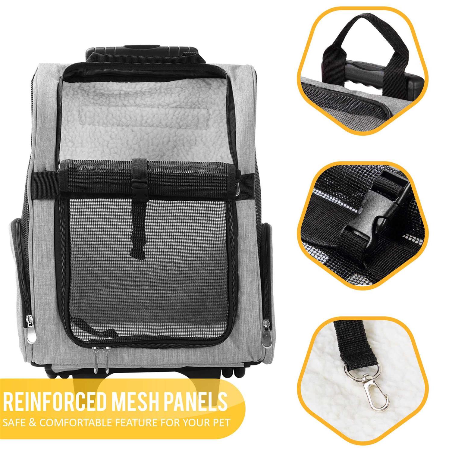 Kopeks Deluxe Backpack Pet Travel Carrier with Double Wheels