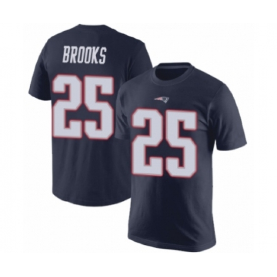 Football New England Patriots #25 Terrence Brooks Navy Blue Rush Pride Name & Number T-Shirt