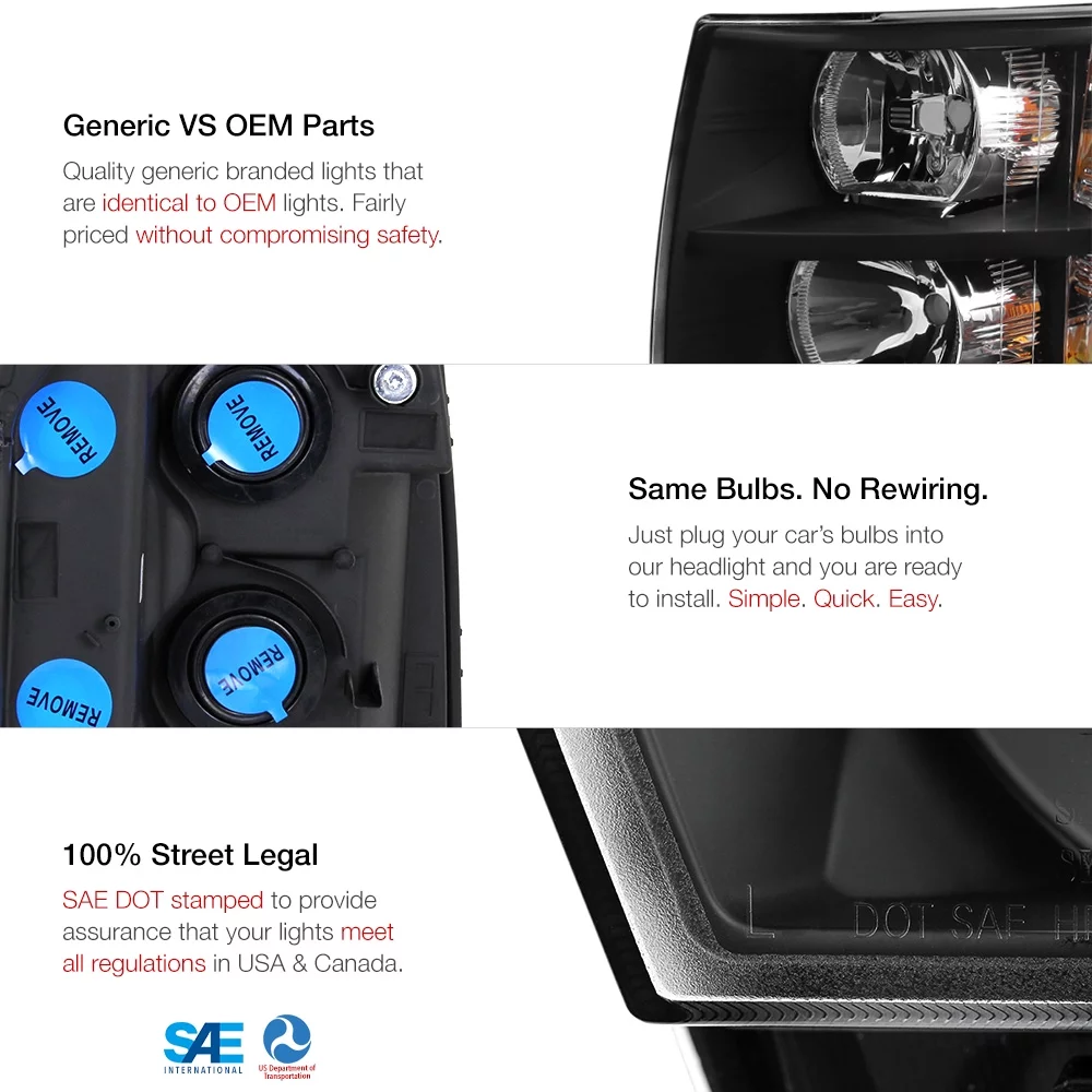 VIPMOTOZ OE-Style Headlight Headlamp Assembly For 2007-2013 Chevy Silverado 1500 2500HD 3500HD Pickup Truck, Driver & Passenger Side - Curated Treasures Market