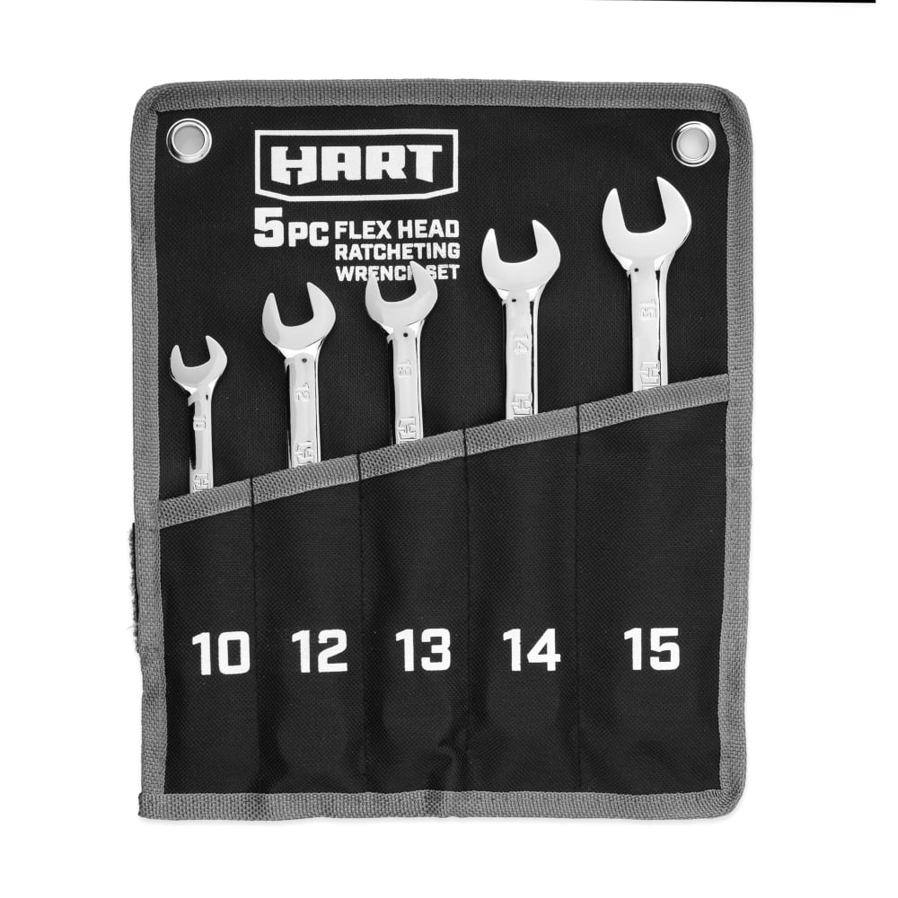 HART 5-Piece Flex Head Ratcheting Wrench Set, Metric Wrenches
