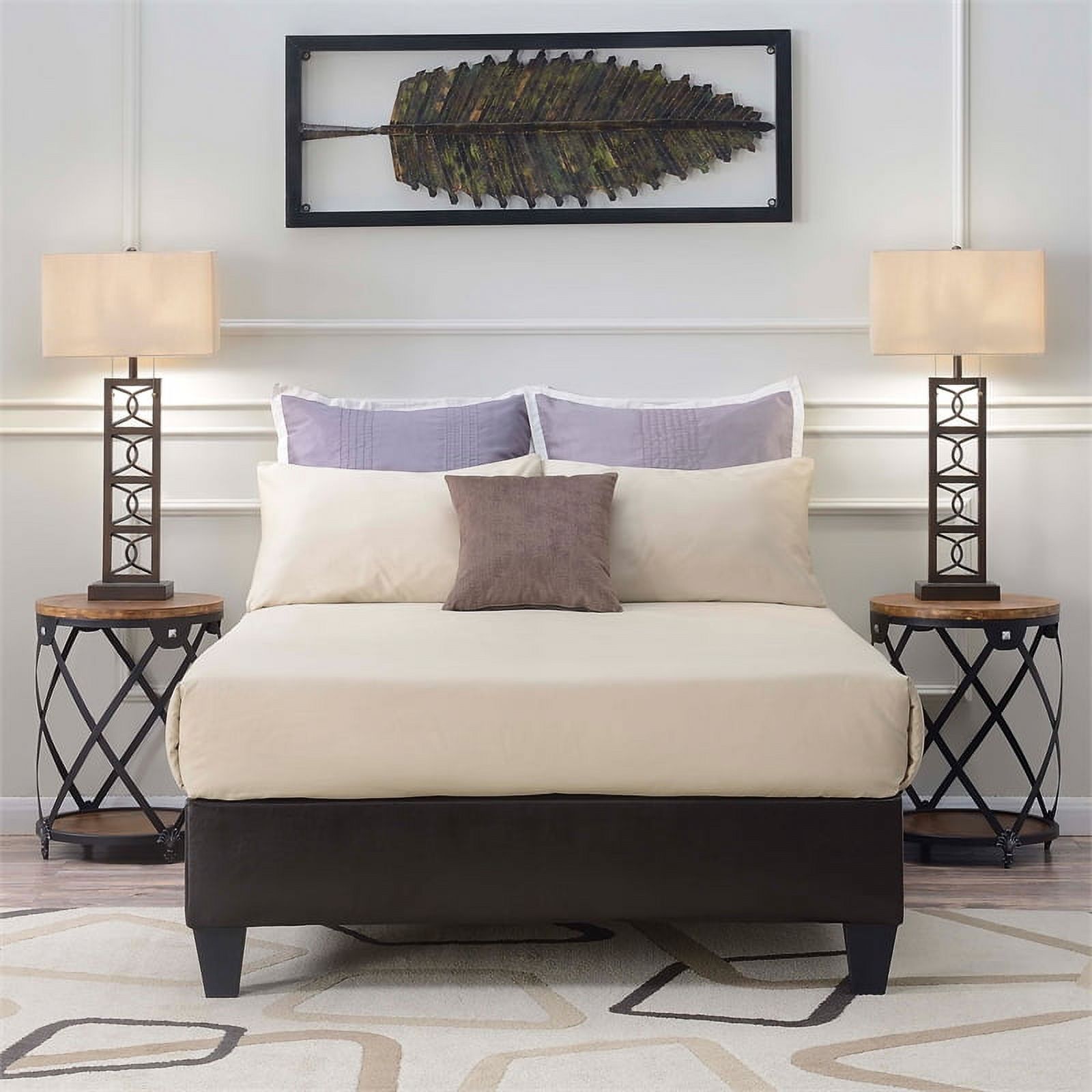 Bowery Hill Transitional Upholstered Mahogany Full Platform Bed