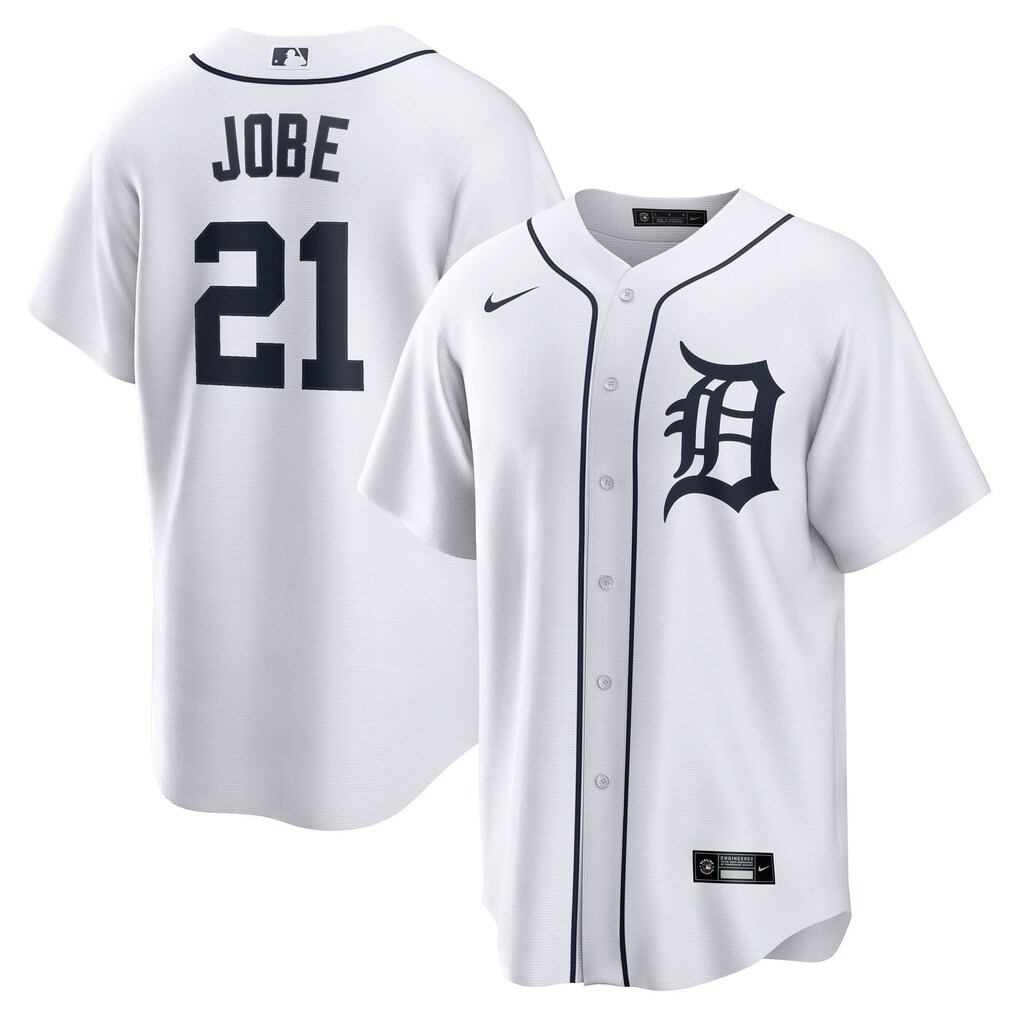 Men's Detroit Tigers Jackson Jobe Nike White Home Replica Jersey