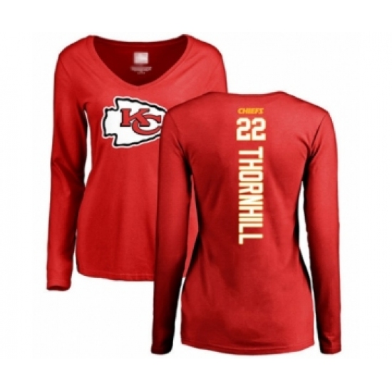 Football Women's Kansas City Chiefs #22 Juan Thornhill Red Backer Slim Fit Long Sleeve T-Shirt