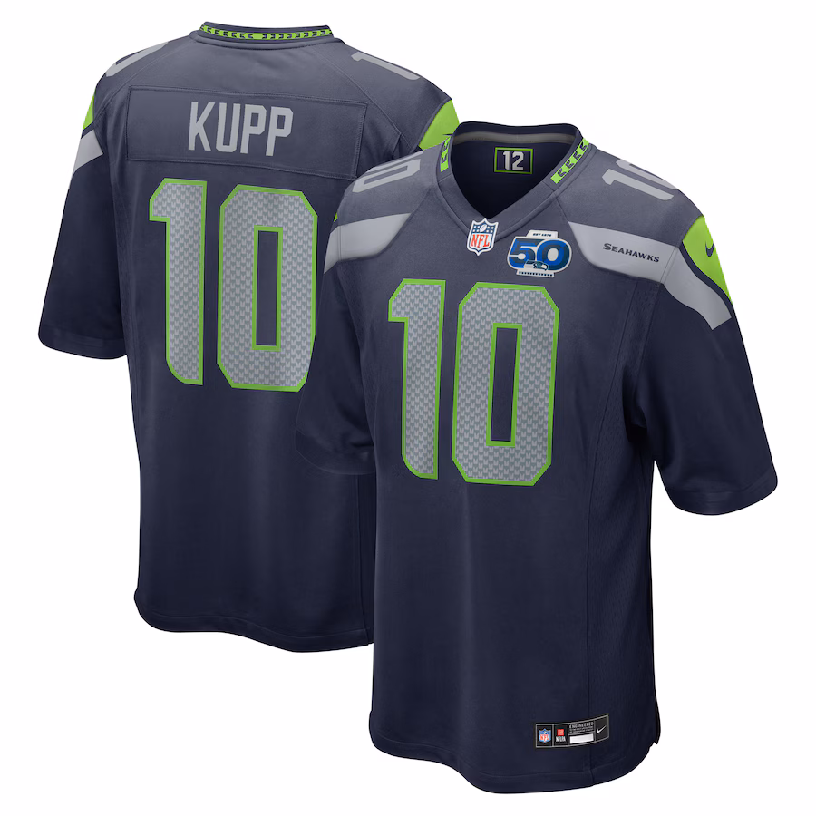 Men's Seattle Seahawks Cooper Kupp Nike College Navy Team 50th Season Game Jersey