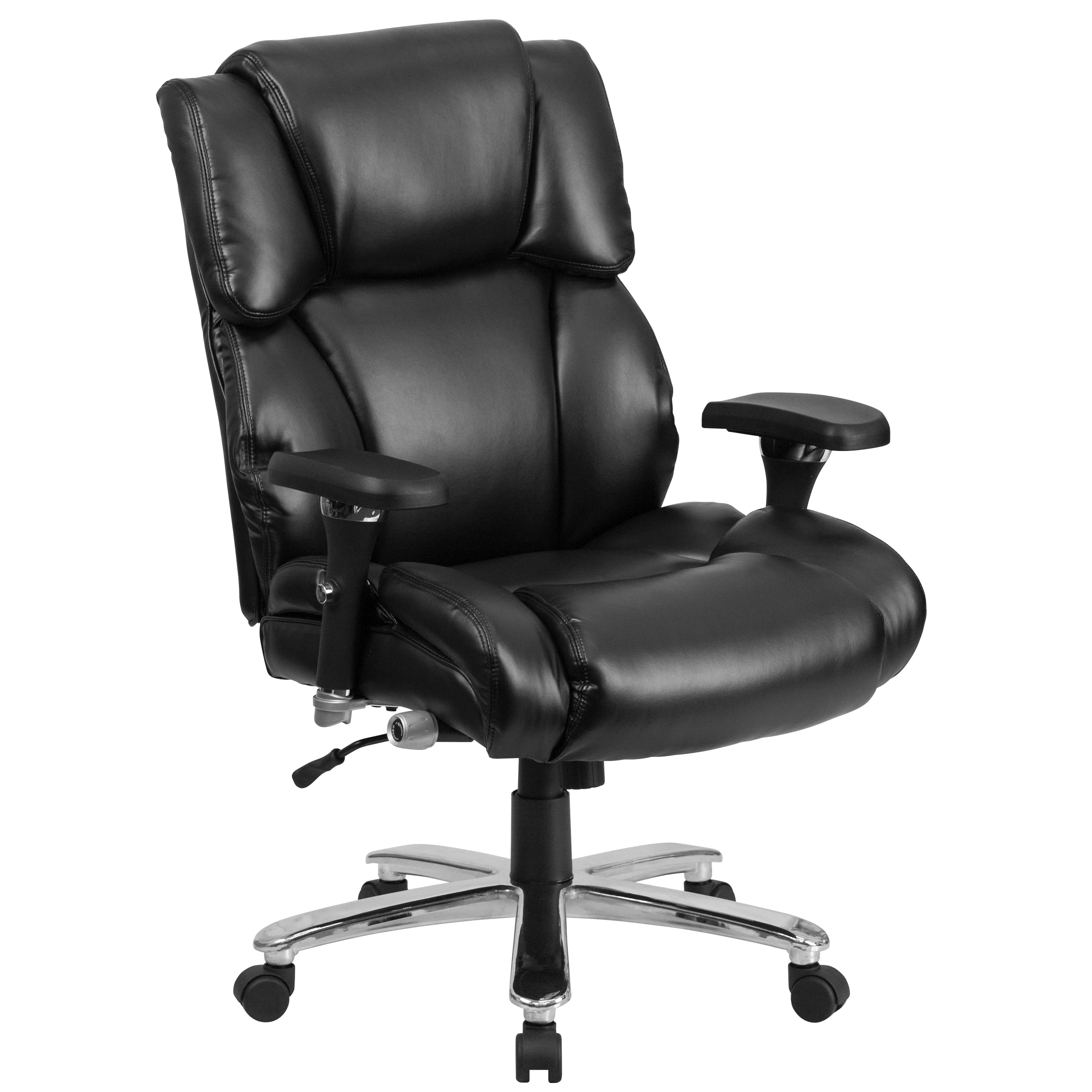 Emma + Oliver 24/7 400 lb. High Back Black LeatherSoft Ergonomic Office Chair, Lumbar Knob - Curated Treasures Market