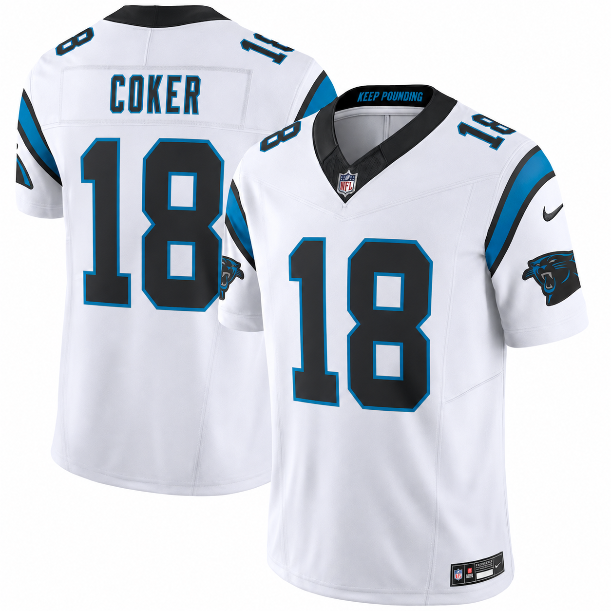 Men's Carolina Panthers Jalen Coker #18 Nike White Vapor F.U.S.E. Limited Jersey