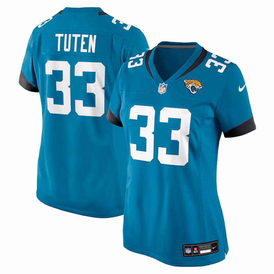 Women's Jacksonville Jaguars Bhayshul Tuten Nike Teal Team Game Jersey