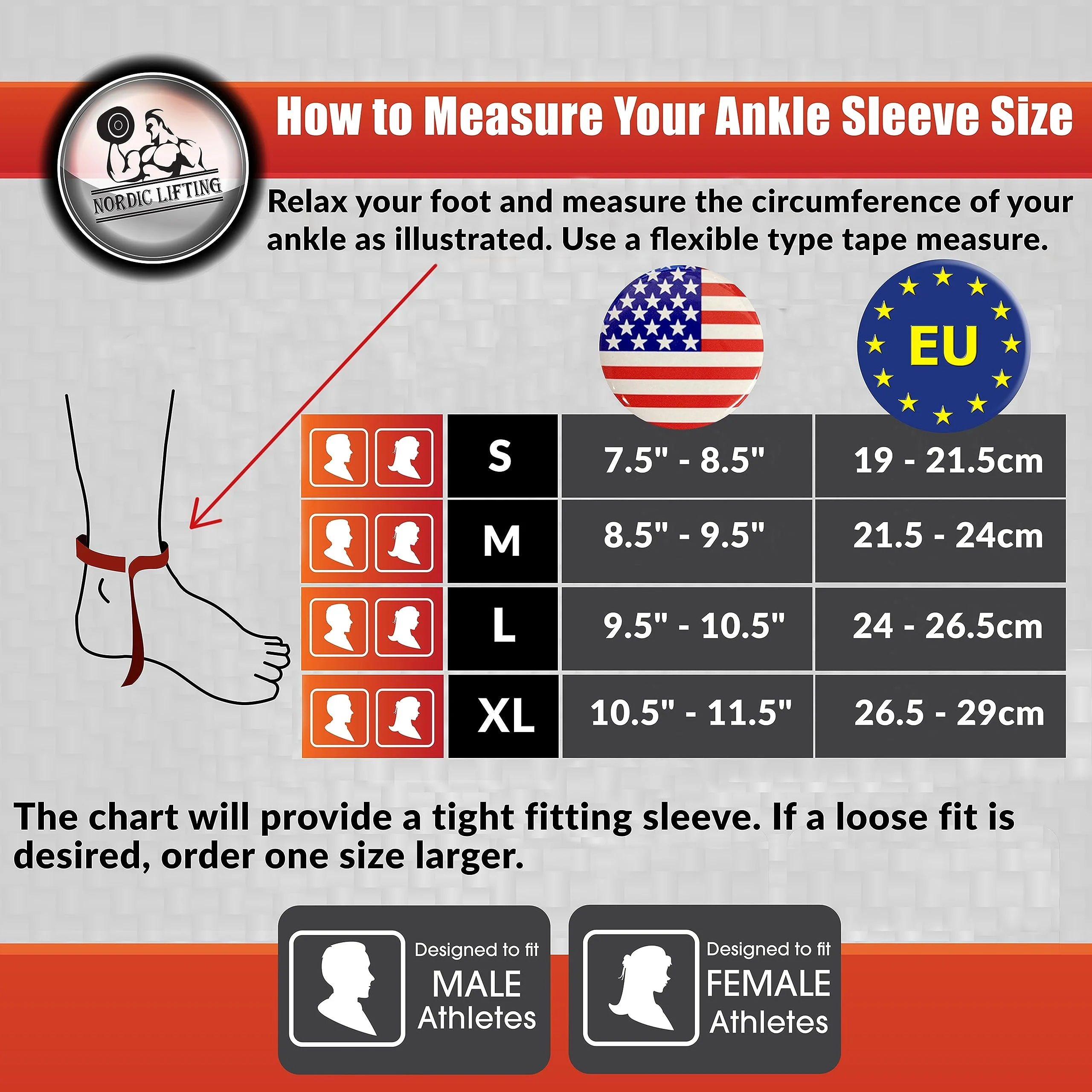 Nordic Lifting Ankle Compression Sleeves (1 Pair) - Support for Injury Recovery & Prevention - (Grey, Medium) - Curated Treasures Market