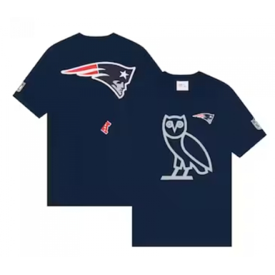 Men's New England Patriots OVO x NFL Navy OG Owl T-Shirt