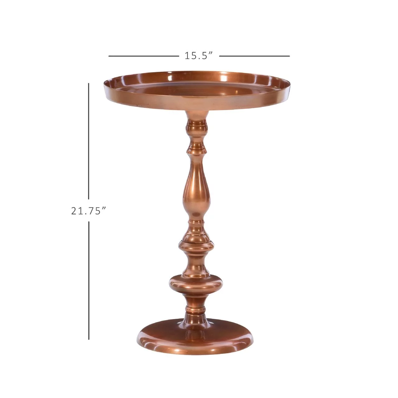 Wiggins Round Metal Pedestal Accent Side Table, Antique Copper - Curated Treasures Market