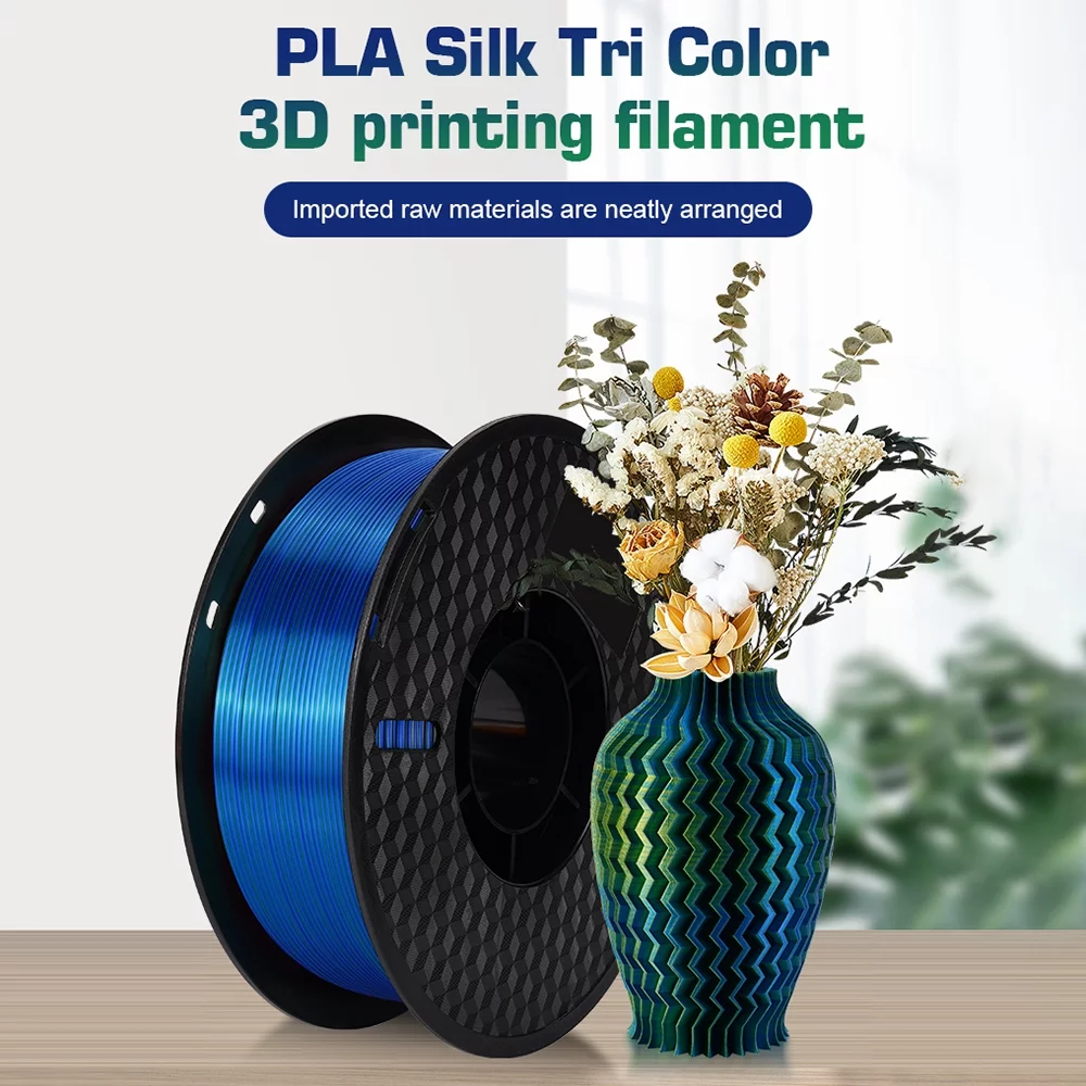 KINGROON 3D Printer PLA Filament 1KG 1.75mm Triple Color Silk PLA Filament 3D Printing Material Eco- friendly Spool Dimensional Accuracy +/-0.03mm Standard 1 Roll - Red&Green - Curated Treasures Market