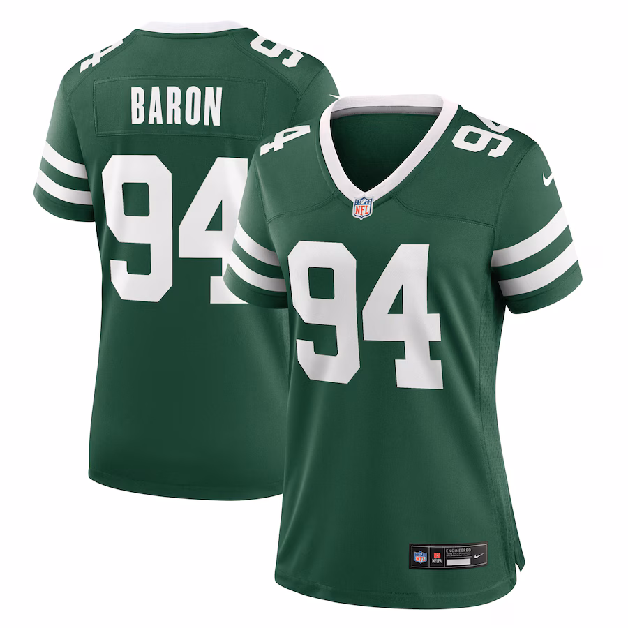 Women's New York Jets Tyler Baron Nike Legacy Green Team Game Jersey