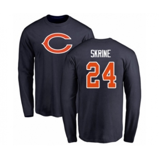 Football Chicago Bears #24 Buster Skrine Navy Blue Name & Number Logo Long Sleeve T-Shirt