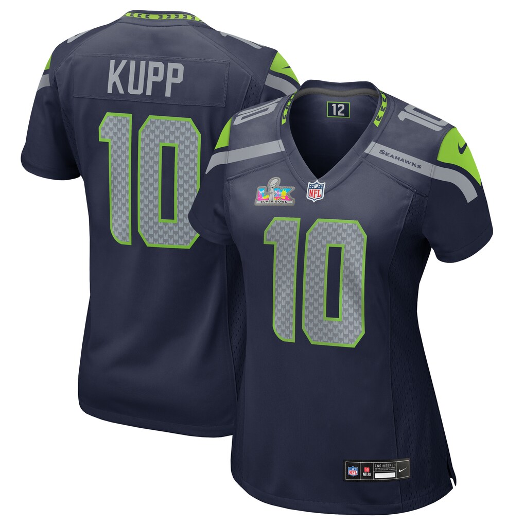 Women's Seattle Seahawks Cooper Kupp Nike College Navy Super Bowl LX Patch Game Jersey