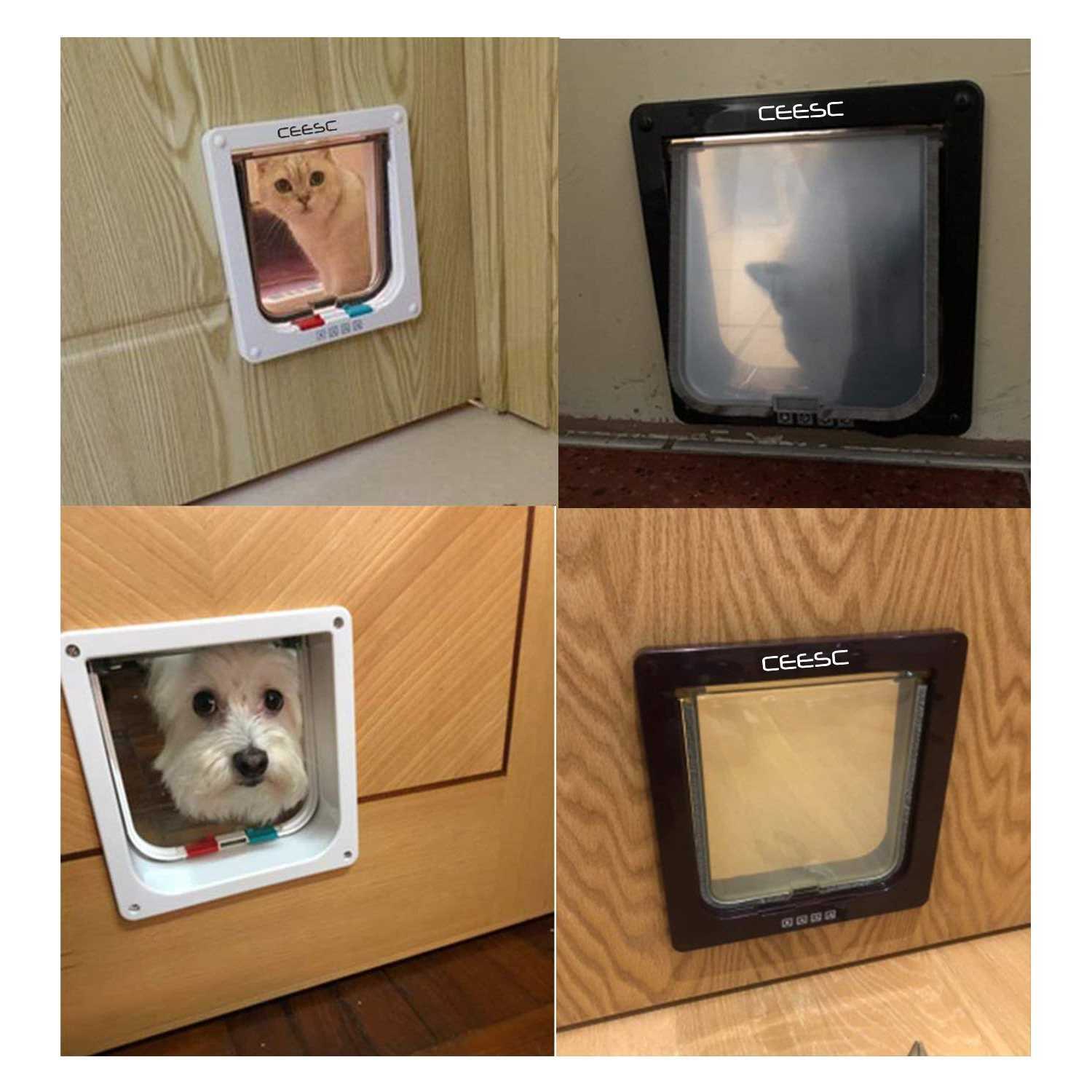 CEESC Extra Large Cat Door 4 Way Locking Large Cat Door for Interior Exterior Doors
