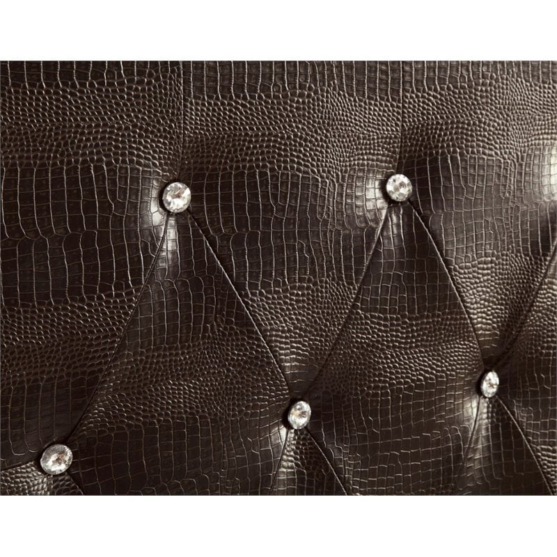 Bowery Hill Contemporary Faux Leather Full/Queen Headboard in Brown