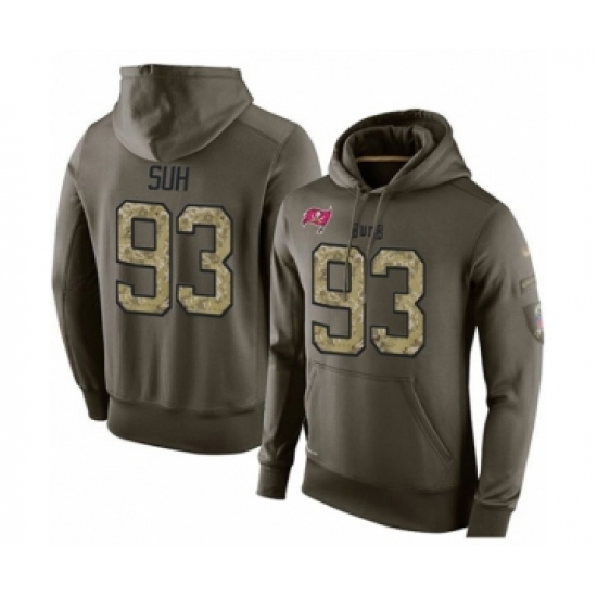 Football Men's Tampa Bay Buccaneers #93 Ndamukong Suh Green Salute To Service Pullover Hoodie