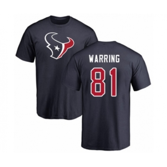 Football Houston Texans #81 Kahale Warring Navy Blue Name & Number Logo T-Shirt