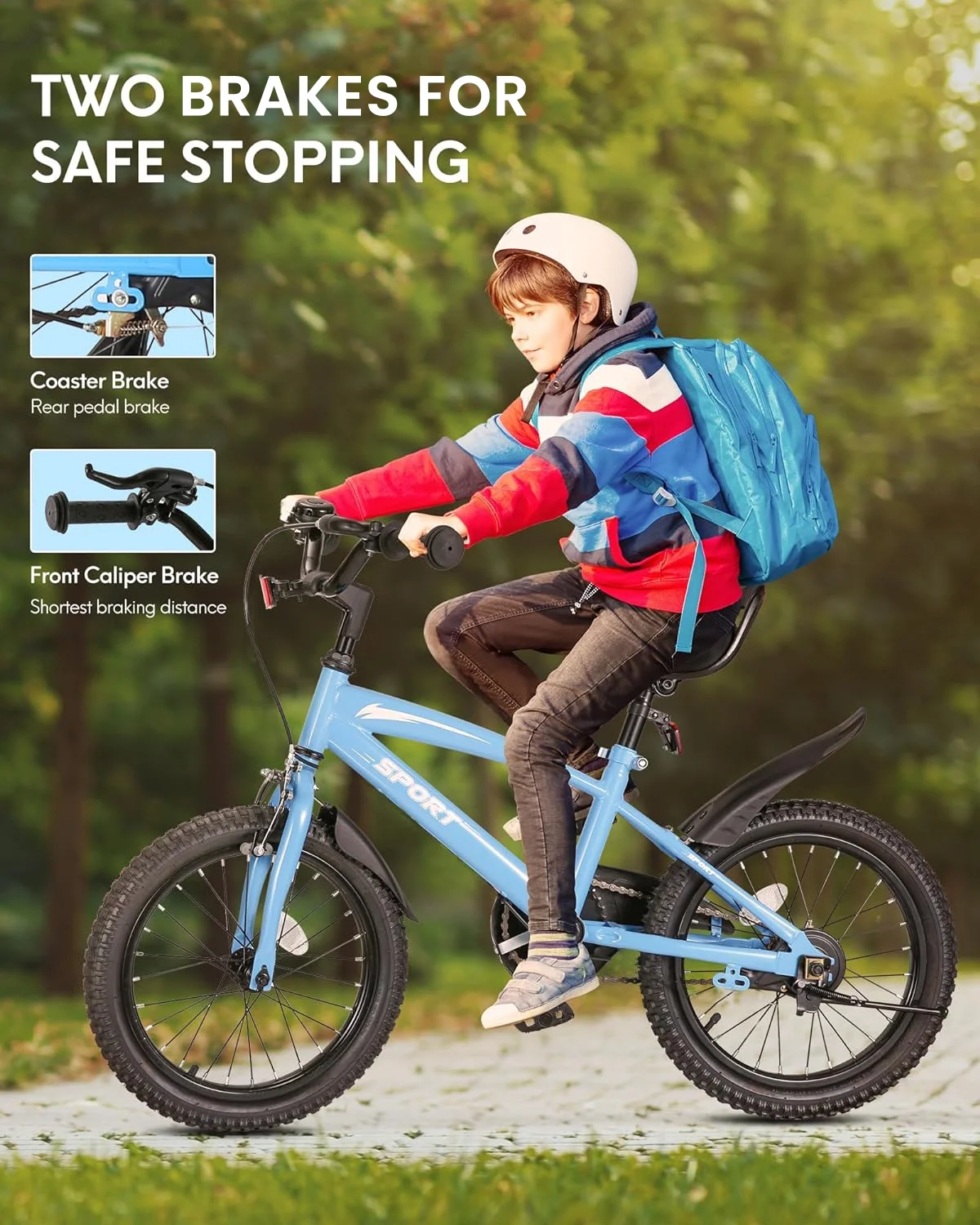 16 Inch Kids Bike Girls and Boys Blue Kid Bicycle for Age 4-8 Years Old with Kickstand & Training Wheels