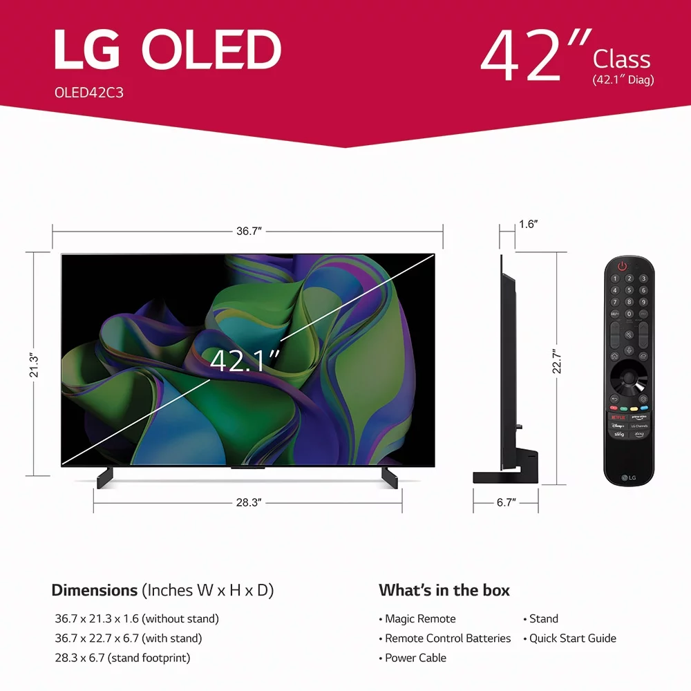 LG 42 Class 4K UHD OLED Web OS Smart TV with Dolby Vision C3 Series - OLED42C3PUA
