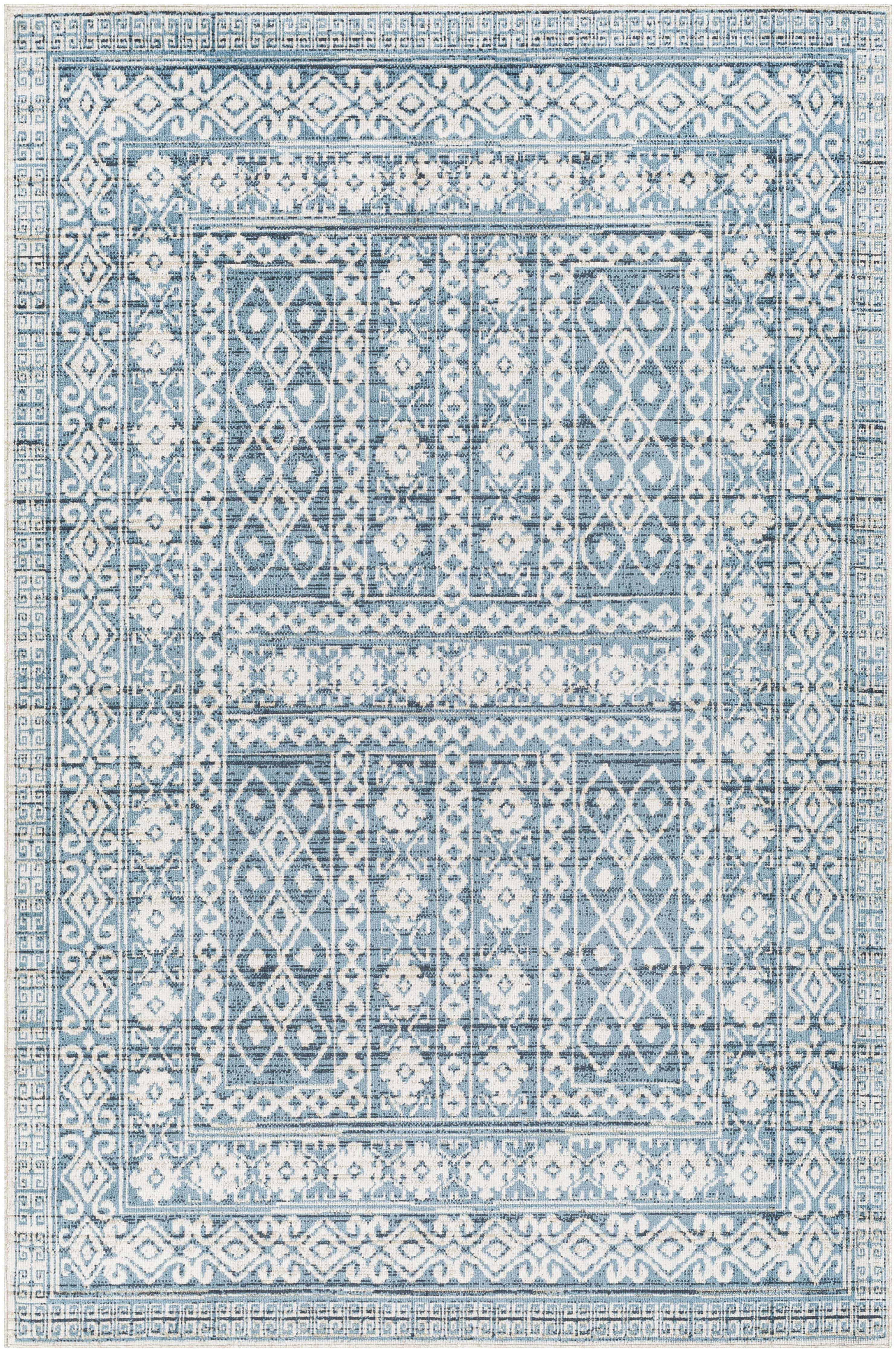 Mark&Day Washable Area Rugs, 5x7 St Leon Global Sky Blue Area Rug (5'3