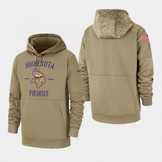 Men's Minnesota Vikings Tan 2019 Salute to Service Sideline Therma Pullover Hoodie