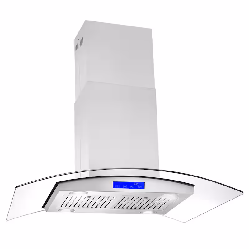 36 in. Ductless Island Range Hood in Stainless Steel with LED Lighting and Carbon Filter Kit for Recirculating