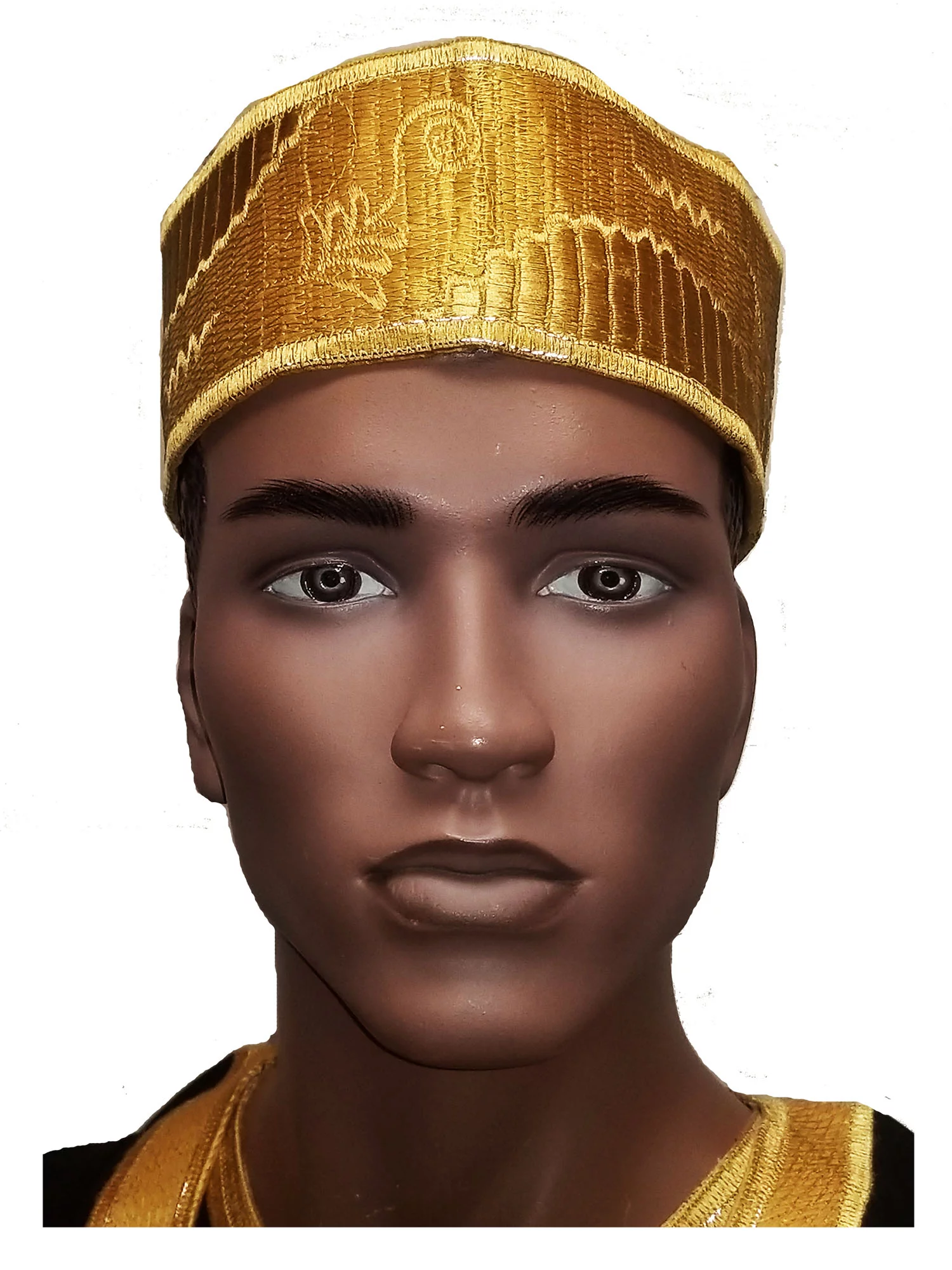 Gold Embroidered African Hand woven Aso Oke Hat - Curated Treasures Market