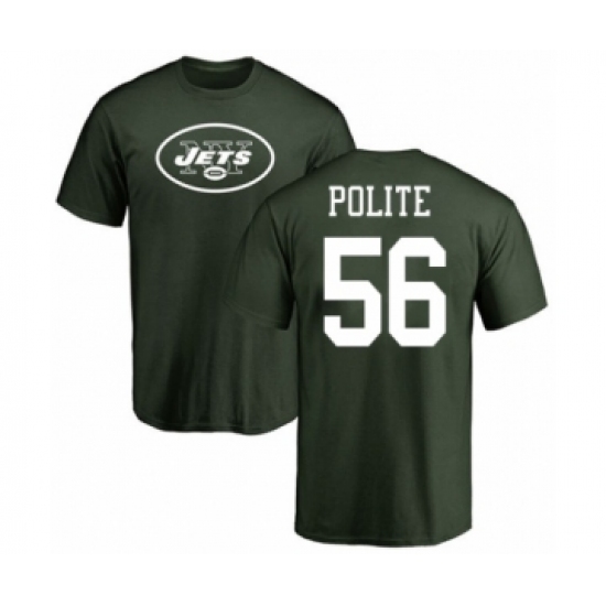 Football New York Jets #56 Jachai Polite Green Name & Number Logo T-Shirt