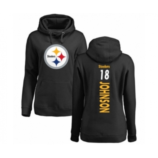 Women's Pittsburgh Steelers #18 Diontae Johnson Black Backer Pullover Hoodie