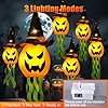 Halloween Decorations Outdoor Decor Hanging Lighted Glowing Pumpkin Witch Hat with 3 Modes Lighted Up Scary Orange Halloween Decorations for Indoor Outside Party Yard Tree Garden (4Pcs) - Curated Treasures Market