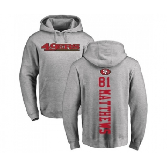 Football San Francisco 49ers #81 Jordan Matthews Ash Backer Pullover Hoodie