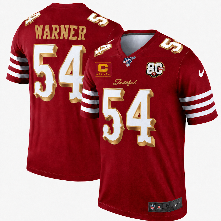 Men's Nike Fred Warner red San Francisco 49ers  Rivalries Collection Stitched Limited Jersey (Medal Version)