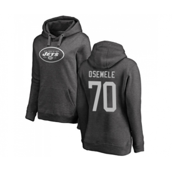 Football Women's New York Jets #70 Kelechi Osemele Ash One Color Pullover Hoodie