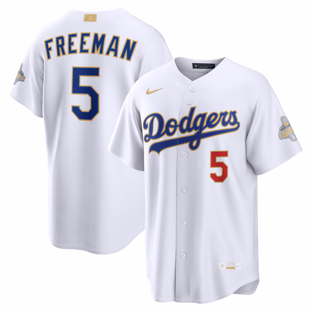 Men's Los Angeles Dodgers Freddie Freeman Nike White 2026 Gold Collection Stadium Jersey