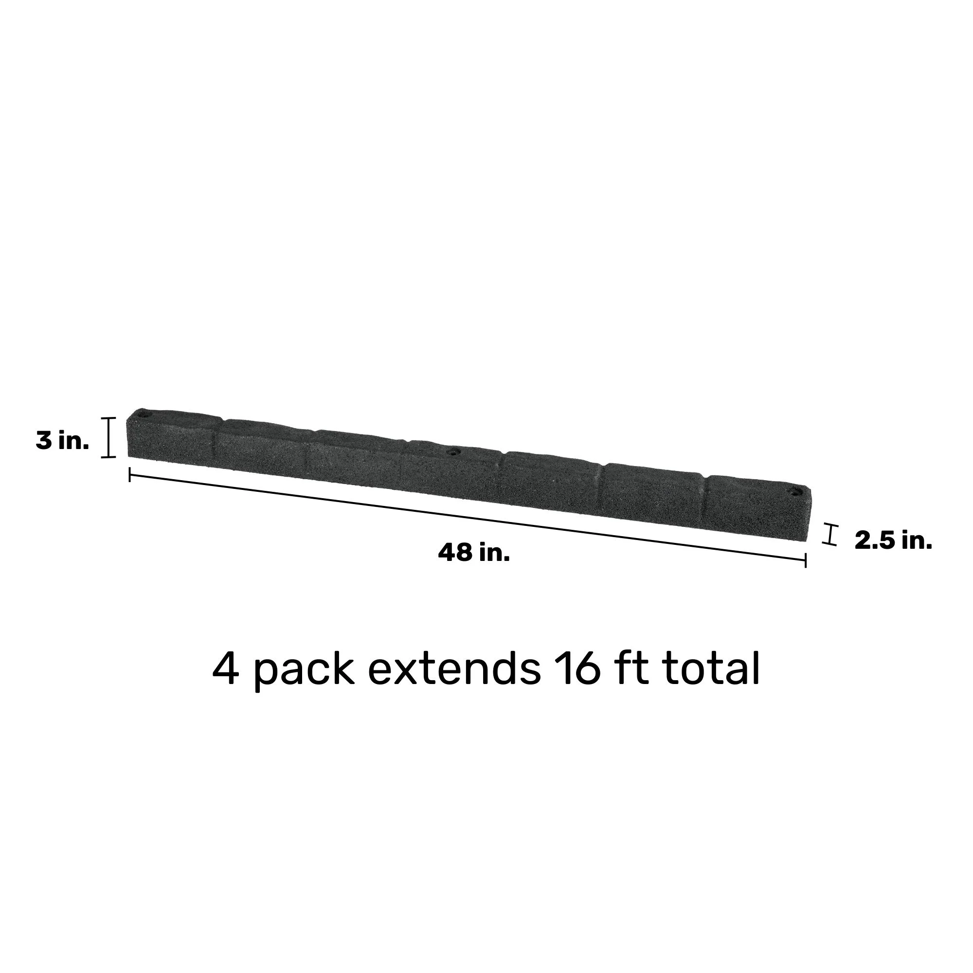 GroundSmart SmartLoc Cobblestone Landscape Edging, 4' Black Rubber Garden Edging Border, 4 pack - Curated Treasures Market