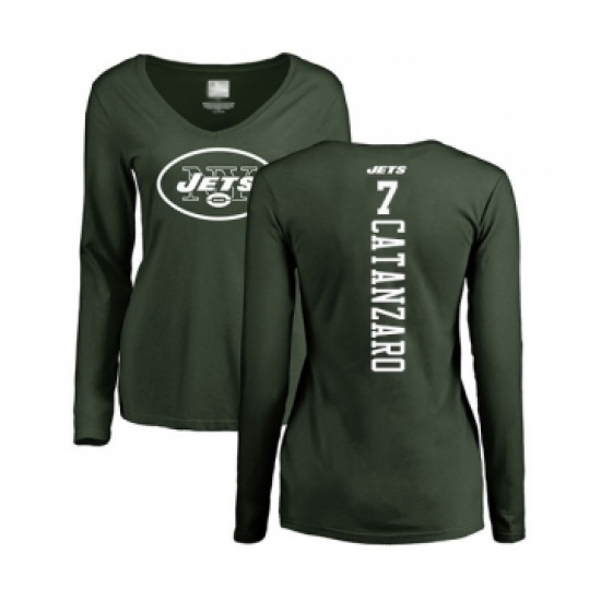 Football Women's New York Jets #7 Chandler Catanzaro Green Backer Long Sleeve T-Shirt