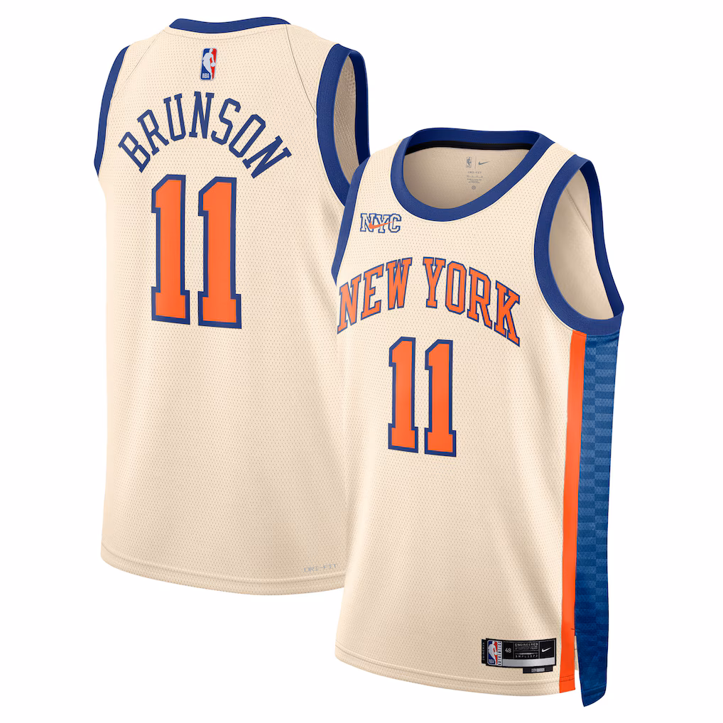 Unisex New York Knicks Jalen Brunson Nike Cream 2025/26 Swingman Jersey - City Edition
