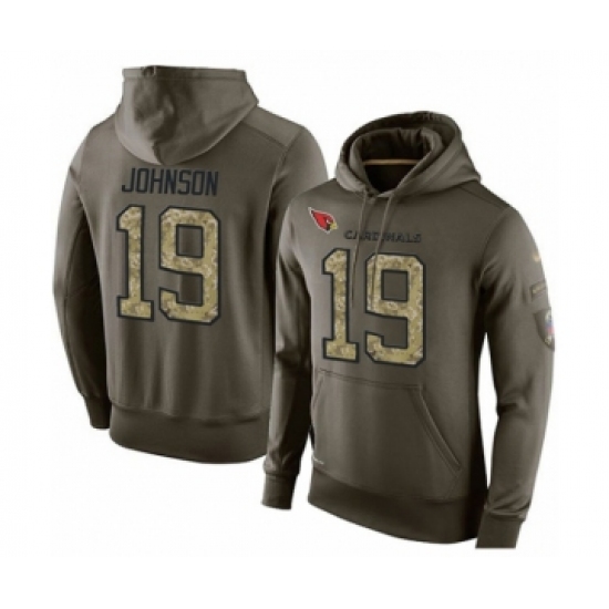 Football Arizona Cardinals #19 KeeSean Johnson Green Salute To Service Men's Pullover Hoodie