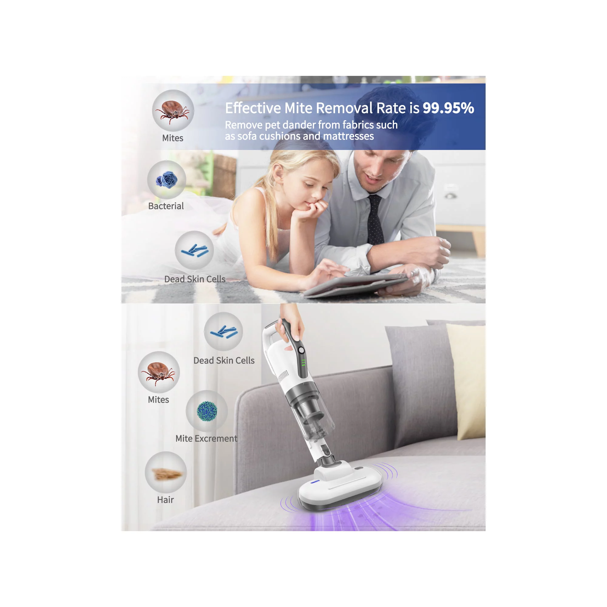 MOOSOO Cordless Vacuum Lightweight Stick Vacuum Cleaner with 30Kpa Suction, Dust-Revealing Headlight, Gray