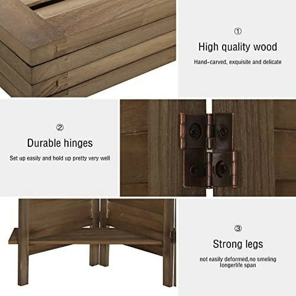 JYHOME 6 Panel Room Divider with Shelves Fully Assembled 5.6Ft Folding Privacy Screens Wooden Room Dividers and Room Separator for Home Bedroom  Dark Brown - Curated Treasures Market