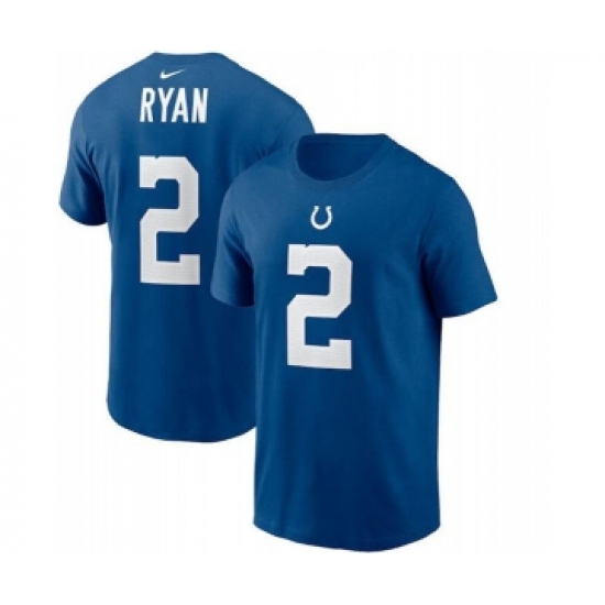 Men's Indianapolis Colts #2 Matt Ryan Blue 2022 Name & Number T-Shirt
