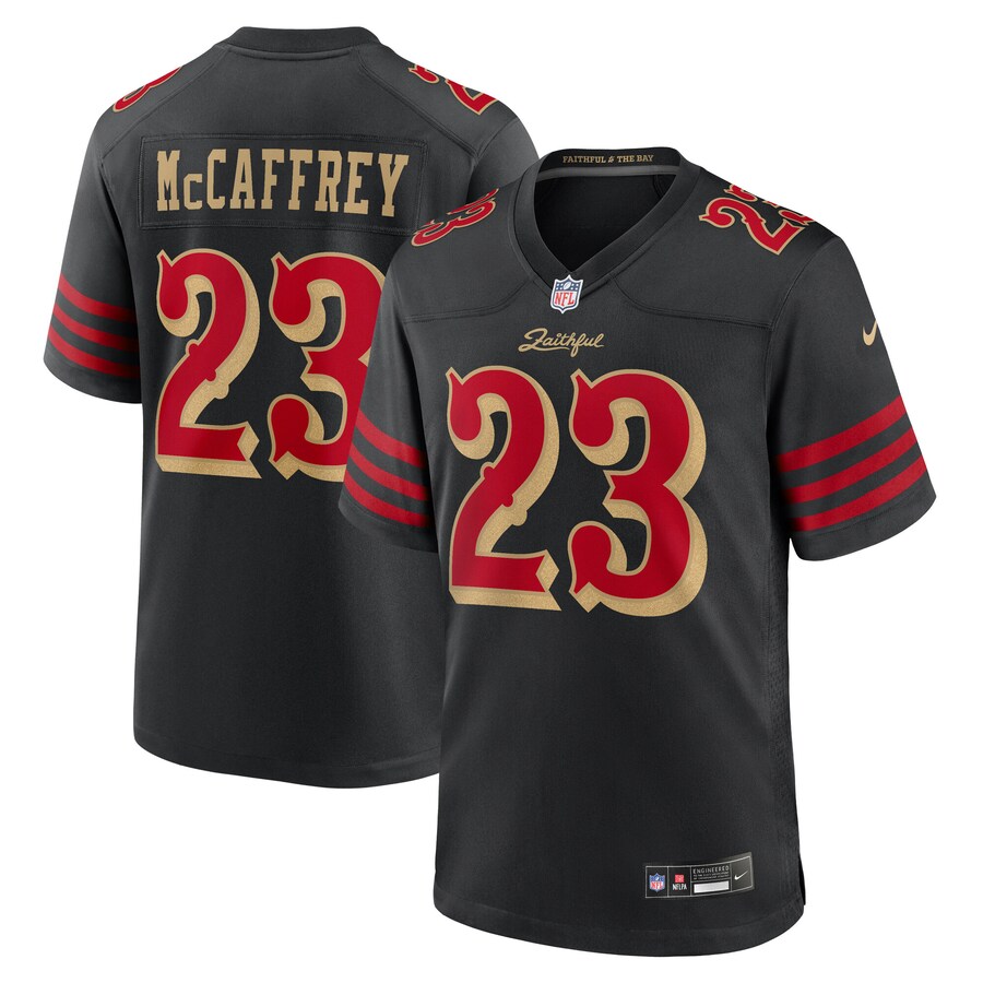 Men's San Francisco 49ers Christian McCaffrey Nike Black 2025 Rivalries Collection Vapor F.U.S.E. Stitched Limited Jersey