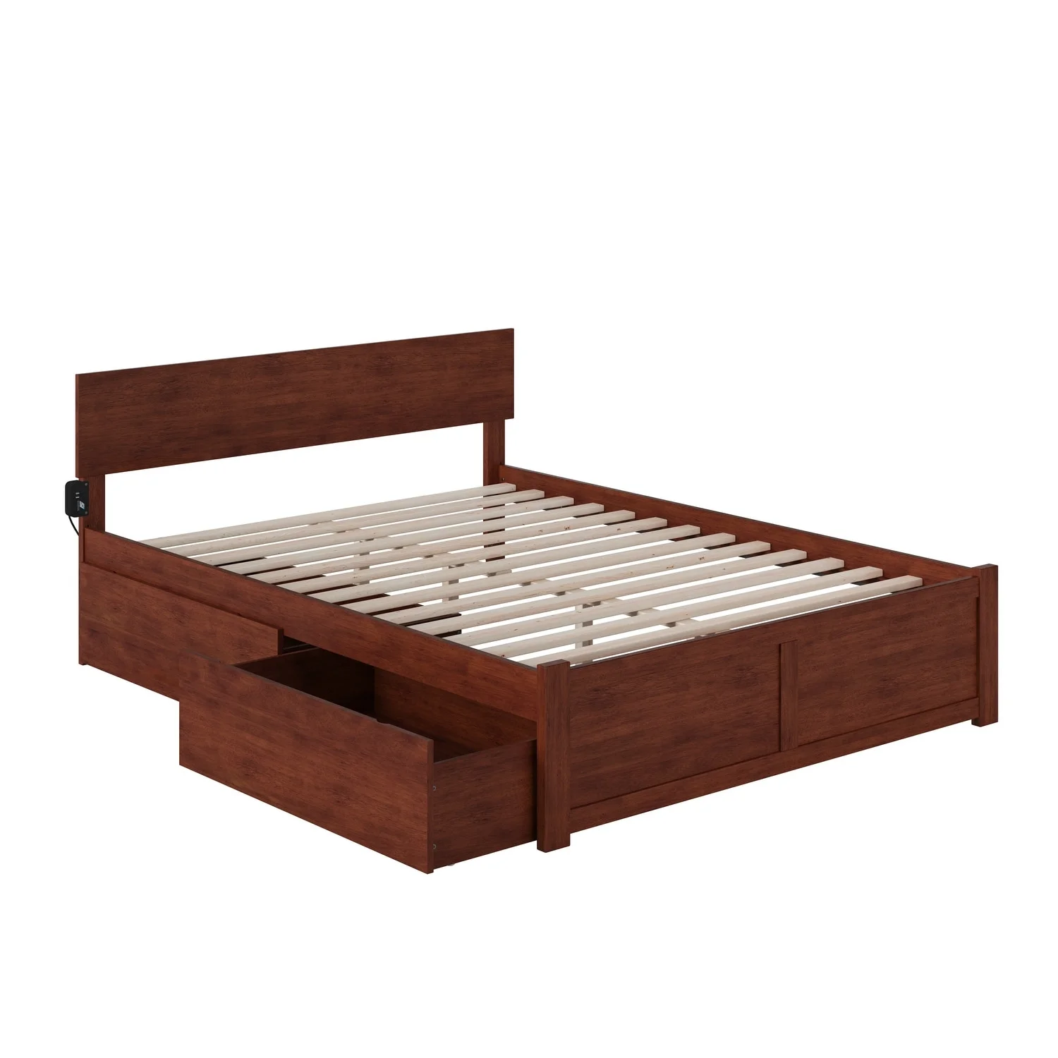 AFI Orlando Queen Platform Bed with 2 Drawers in Walnut