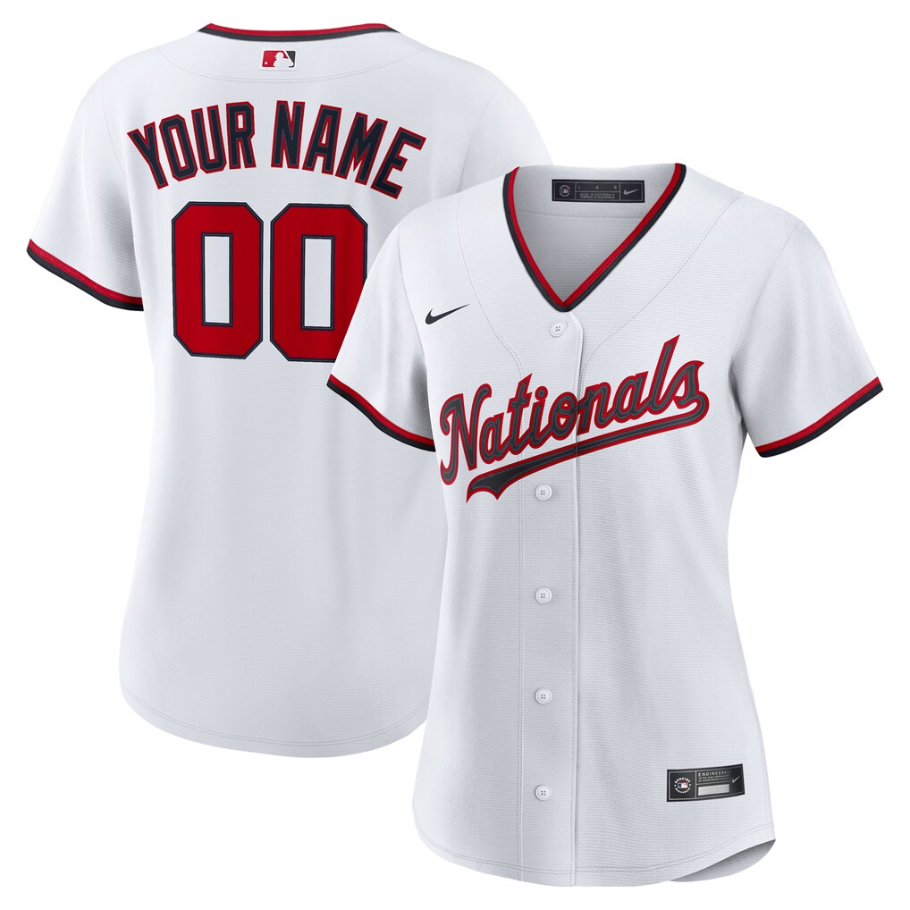 Women's  Washington Nationals  Nike White Home Custom Replica 2.0 Jersey