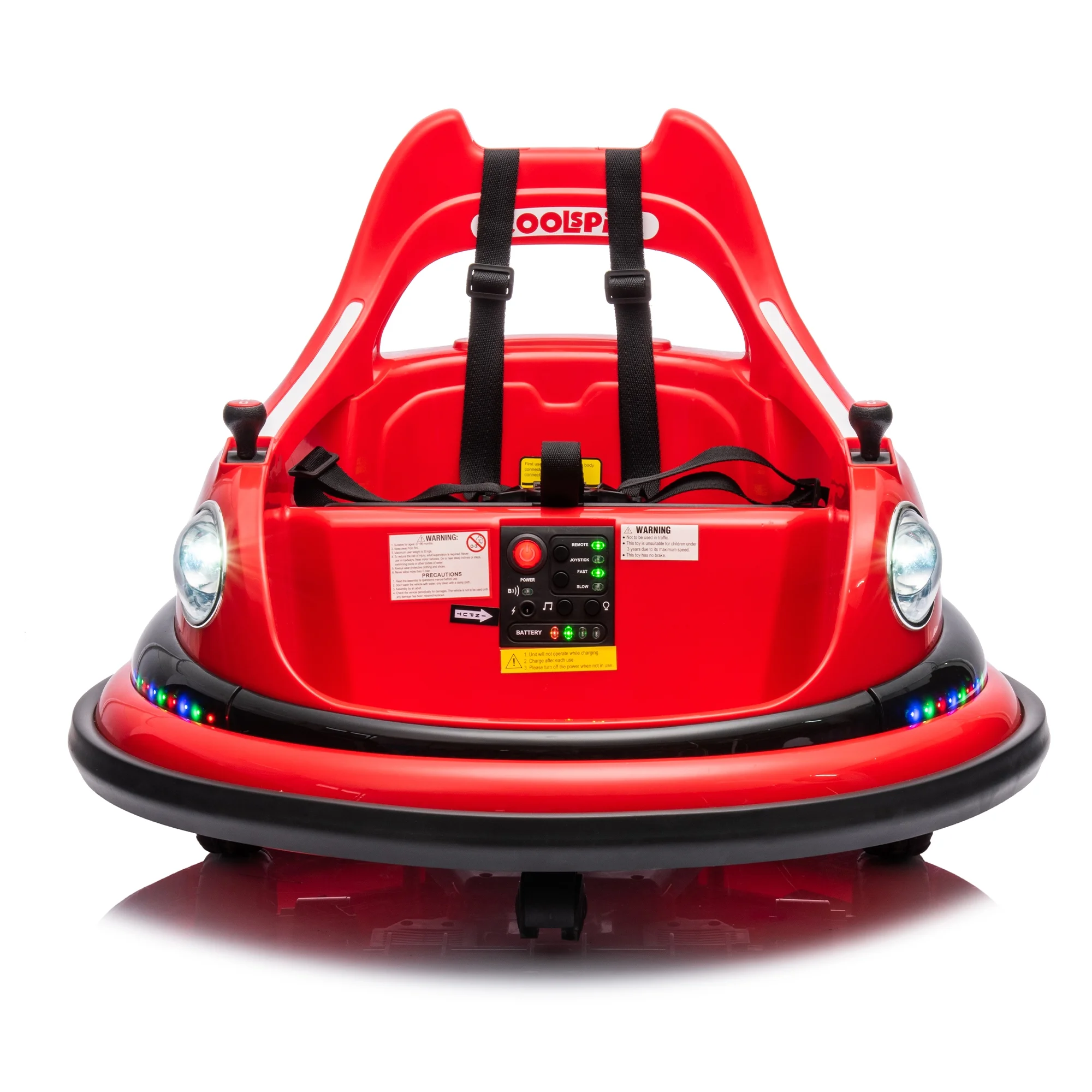 12v Bumper Car Ride On, Bumper Car For Toddlers 1.5-5 with Remote Control, LED Lights, Bluetooth & 360 Degree Spin, 2-Speeds, ASTM Certified Electric Car for Kids-Bumping Toy(Red) - Curated Treasures Market