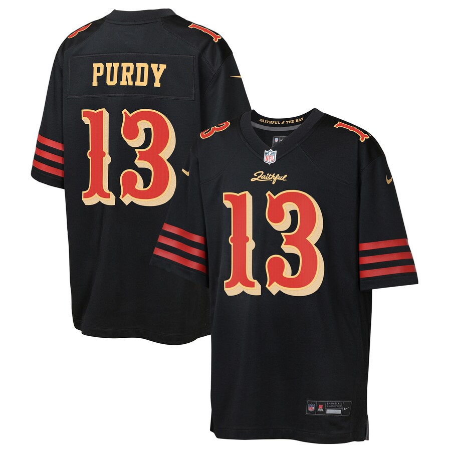 Youth San Francisco 49ers Brock Purdy Nike Black 2025 Rivalries Collection Game Jersey