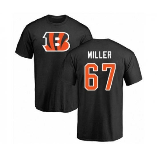 Football Cincinnati Bengals #67 John Miller Black Name & Number Logo T-Shirt