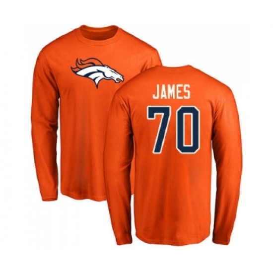 Football Denver Broncos #70 Ja'Wuan James Orange Name & Number Logo Long Sleeve T-Shirt